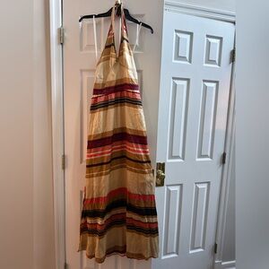 Striped Halter Maxi Dress - Multicolor